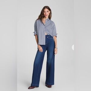 Spanx Wide Leg Dark Denim Trouser Jean, size sm